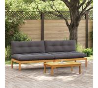 vidaXL Unidad Sofá Medio 2 uds. Gris Natural y Oscuro Madera de acacia
