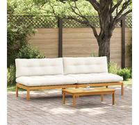 vidaXL Unidad Sofá Medio 2 uds. Natural y Crema Madera de acacia