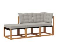 vidaXL Unidades de Sofá Modular de Exterior con cojín 3 Pieza Natural