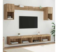 vidaXL Unidades de TV de Pared con LED 6 uds. Roble artisan