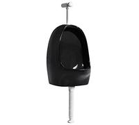 vidaXL Urinario de pared cerámico Negro con válvula de descarga superior