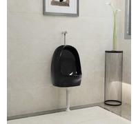 vidaXL Urinario de pared con válvula de descarga cerámica negro