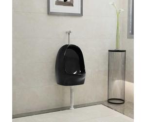 vidaXL Urinario de pared con válvula de descarga cerámica negro
