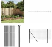 vidaXL Valla de alambre galvanizado, color antracita, 0,8 x 25 m. Valla de alambre, vallas de alambre, valla para jardín, malla metálica