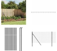 vidaXL Valla de alambre galvanizado, color antracita, 0,8 x 25 m. Valla de alambre, vallas de alambre, valla para jardín, malla metálica