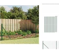 vidaXL Valla de malla metálica con base anclada, color verde, 0,8 x 25 m - Paneles de valla
