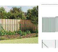 vidaXL Valla de malla metálica con base anclada, color verde, 0,8 x 25 m - Paneles de valla