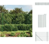 vidaXL Valla de malla metálica con base anclada, color verde, 1,4 x 10 metros - Paneles de valla