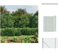 vidaXL Valla de malla metálica con base anclada, color verde, 1,4 x 25 m - Paneles de valla