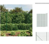 vidaXL Valla de malla metálica con base anclada, color verde, 1,6 x 25 metros - Paneles de valla