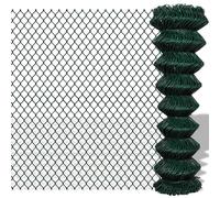 vidaXL Valla jardín 1,5x25 m Acero y PVC Verde Malla de alambre