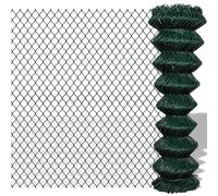 vidaXL Valla jardín 1,5x25 m Acero y PVC Verde Malla de alambre