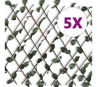 vidaXL Valla enrejada de sauce 5 piezas hojas artificiales 180x90 cm