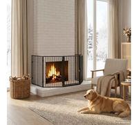 vidaXL Valla reja de chimenea para mascotas acero negro