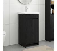 vidaXL Vanidad de baño con lavabo Roble Negro 42 x 40 x 84,5 cm