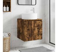 vidaXL Vanidad de lavabo montada en la pared Roble Ahumado