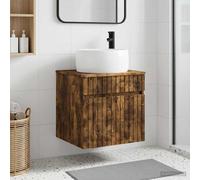 vidaXL Vanidad de lavabo montada en la pared Roble Ahumado