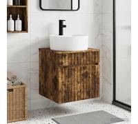 vidaXL Mueble de baño suspendido con lavabo, acabado en roble ahumado