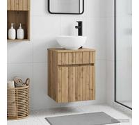 vidaXL Mueble de baño suspendido con lavabo, estilo artesanal, roble