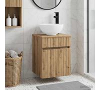 vidaXL Vanidad de lavabo montada en la pared Roble artisan