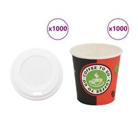 vidaXL Vasos de café de papel con tapa 1000 uds 4oz 120ml