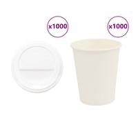 vidaXL Vasos de café de papel con tapa 1000 uds 8oz 200ml