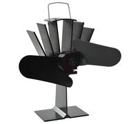 vidaXL Ventilador de estufa accionado por calor 2 aspas negro