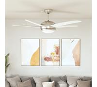 vidaXL Ventilador de techo adornado con lámpara 128 cm blanco