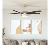 vidaXL Ventilador de techo adornado con lámpara 128 cm marrón