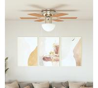 vidaXL Ventilador de techo adornado con lámpara 82 cm marrón claro