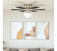 vidaXL Ventilador de techo adornado con lámpara 82 cm marrón oscuro