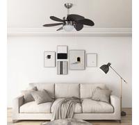 vidaXL Ventilador de techo con lámpara marrón oscuro 76 cm