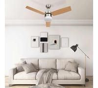 vidaXL Ventilador de techo con luz y mando a distancia, 108 cm, color marrón claro