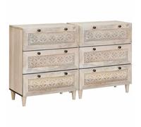 vidaXL Vitrina 2 uds. 120 x 33,5 x 75 cm madera maciza de mango Blanco