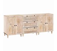 vidaXL Vitrina 3 pcs Blanco 180 x 33,5 x 75 cm madera maciza de mango