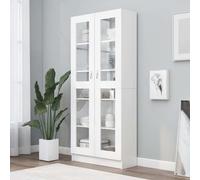 vidaXL Vitrina blanca de 82,5 x 30,5 x 185,5 cm, fabricada en material de madera. - Vitrina - Vitrinas - Estantería - Estanterías