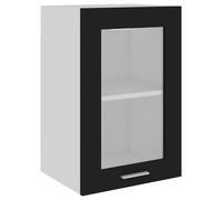 vidaXL Vitrina colgante de madera maciza "Lyon", color negro, 40 x 31 x 60 cm