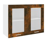 vidaXL Vitrina colgante "Lyon" de roble ahumado, 80x31x60 cm, madera de ingeniería,