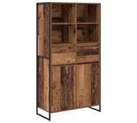 vidaXL Vitrina con cajón 2 pcs 81 x 36 x 150.5 cm Madera Vieja