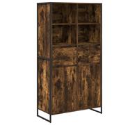 vidaXL Vitrina con cajón 2 pcs 81 x 36 x 150.5 cm Roble Humo