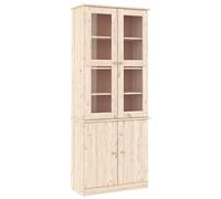 vidaXL Vitrina de cristal alta madera maciza de pino 77x35x186,5 cm