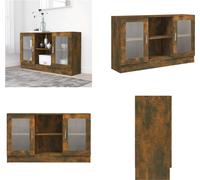 vidaXL Vitrina de madera, color roble ahumado, 120x30,5x70 cm. - Vitrina - Vitrinas - Mueble aparador