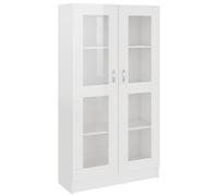 vidaXL Vitrina de madera contrachapada 82,5x30,5x150cm Multicolor Blanco Brillo