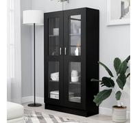 vidaXL Vitrina de madera contrachapada 82,5x30,5x150cm Multicolor Negro