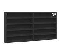 vidaXL Vitrina de madera de ingeniería negra 100x8,5x50 cm montada en pared