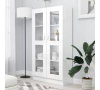 vidaXL Vitrina de madera de ingeniería Blanco brillo 82,5x30,5x150 cm