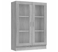 vidaXL Vitrina Estantería Alacena Librería Armario Auxiliar Lateral Libros Estudio Oficina Archivador Madera Contrachapada Gris Sonoma