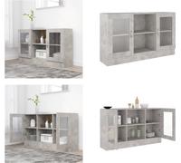 vidaXL Vitrina gris hormigón, 120x30,5x70 cm, material de madera - Vitrina - Vitrinas - Vitrina con puertas - Vitrinas con puertas