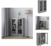 vidaXL Vitrina gris hormigón, 82,5 x 30,5 x 115 cm, material de madera - Estanterías y librerías