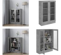 vidaXL Vitrina gris hormigón, 82,5 x 30,5 x 115 cm, material de madera - Vitrina - Vitrinas - Estantería - Estanterías